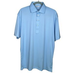 Collars & Co Polo Shirt Mens Large Sky Blue Dress Collar Preppy Stretch Office